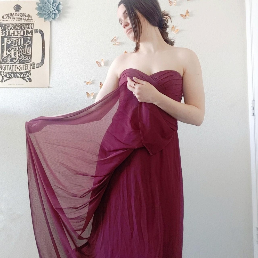 Grecian Strapless Maxi Bridesmaid Dress